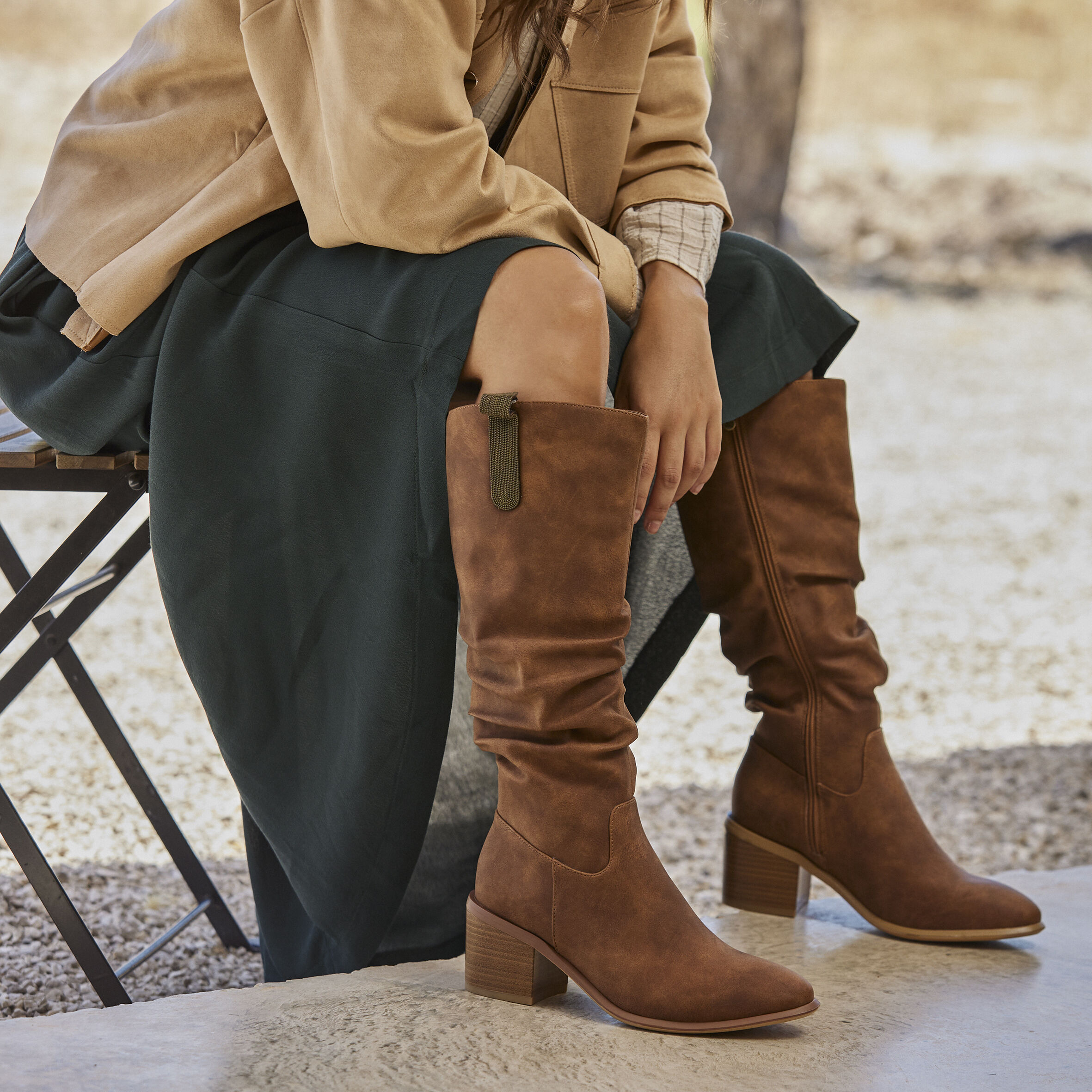 Botas tacon marron clearance